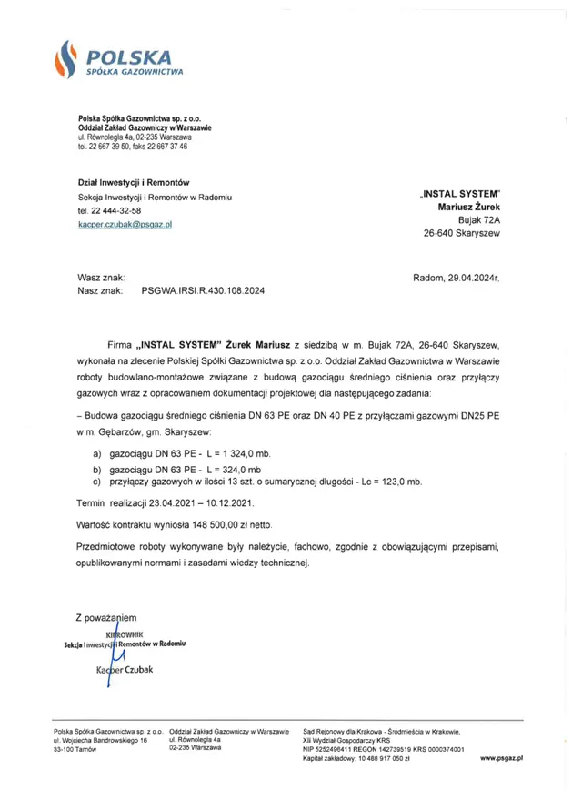 Podgląd pierwszej strony referencji: Gębarzów