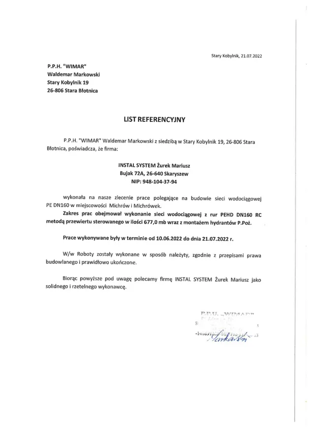 Podgląd pierwszej strony referencji: Michrów - przewiert sterowany