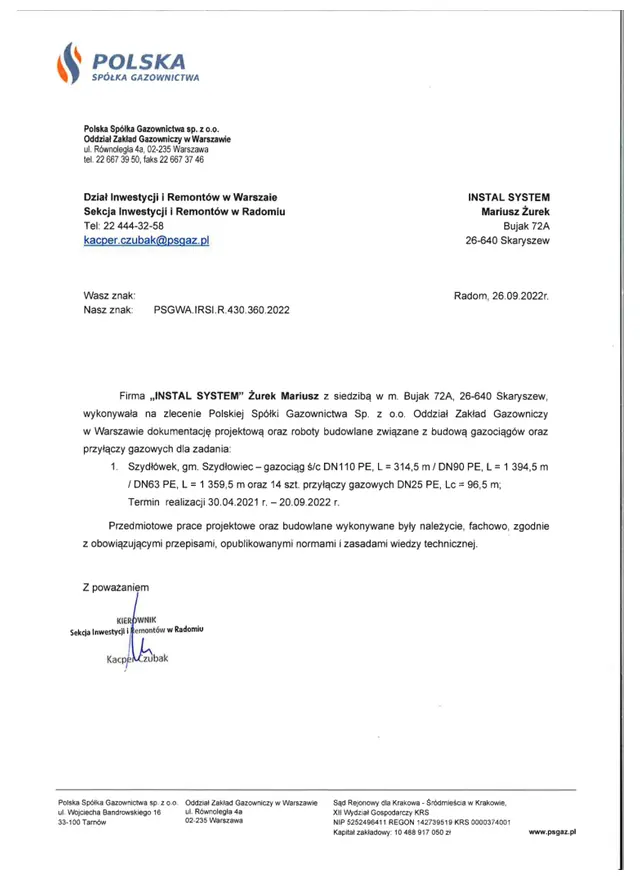 Podgląd pierwszej strony referencji: Szydłówek - referencje