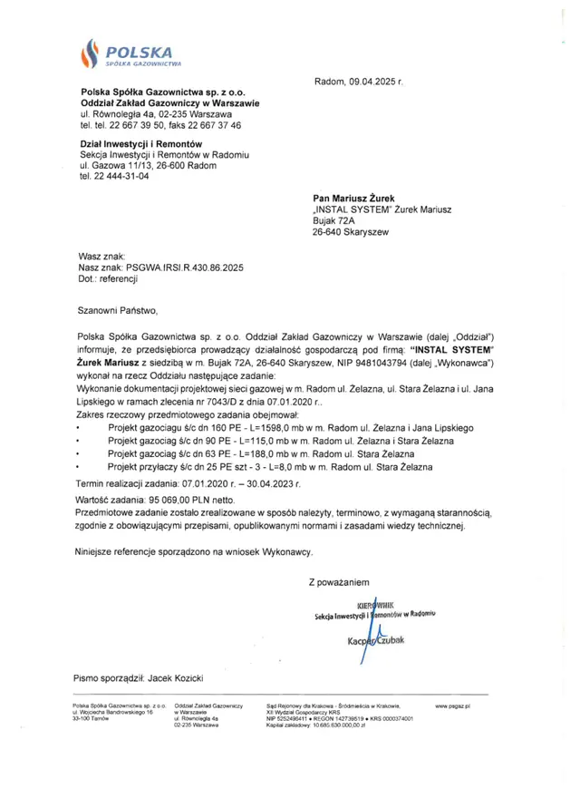 Podgląd pierwszej strony referencji: Stara Żelazna - projekt