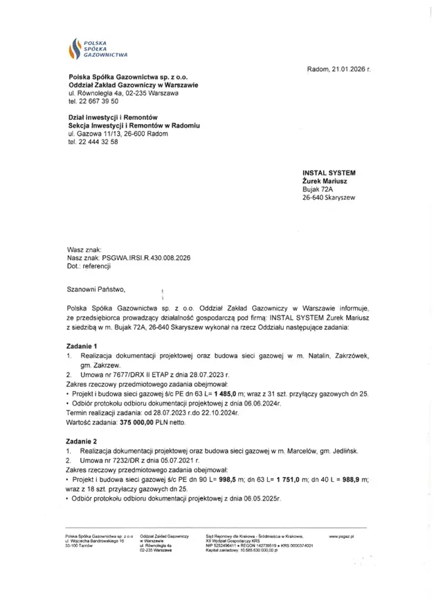 Podgląd pierwszej strony referencji: Natalin, Marcelów i Małęczyn - projekty
