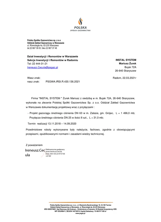 Podgląd pierwszej strony referencji: Zalesie, gm. Grójec